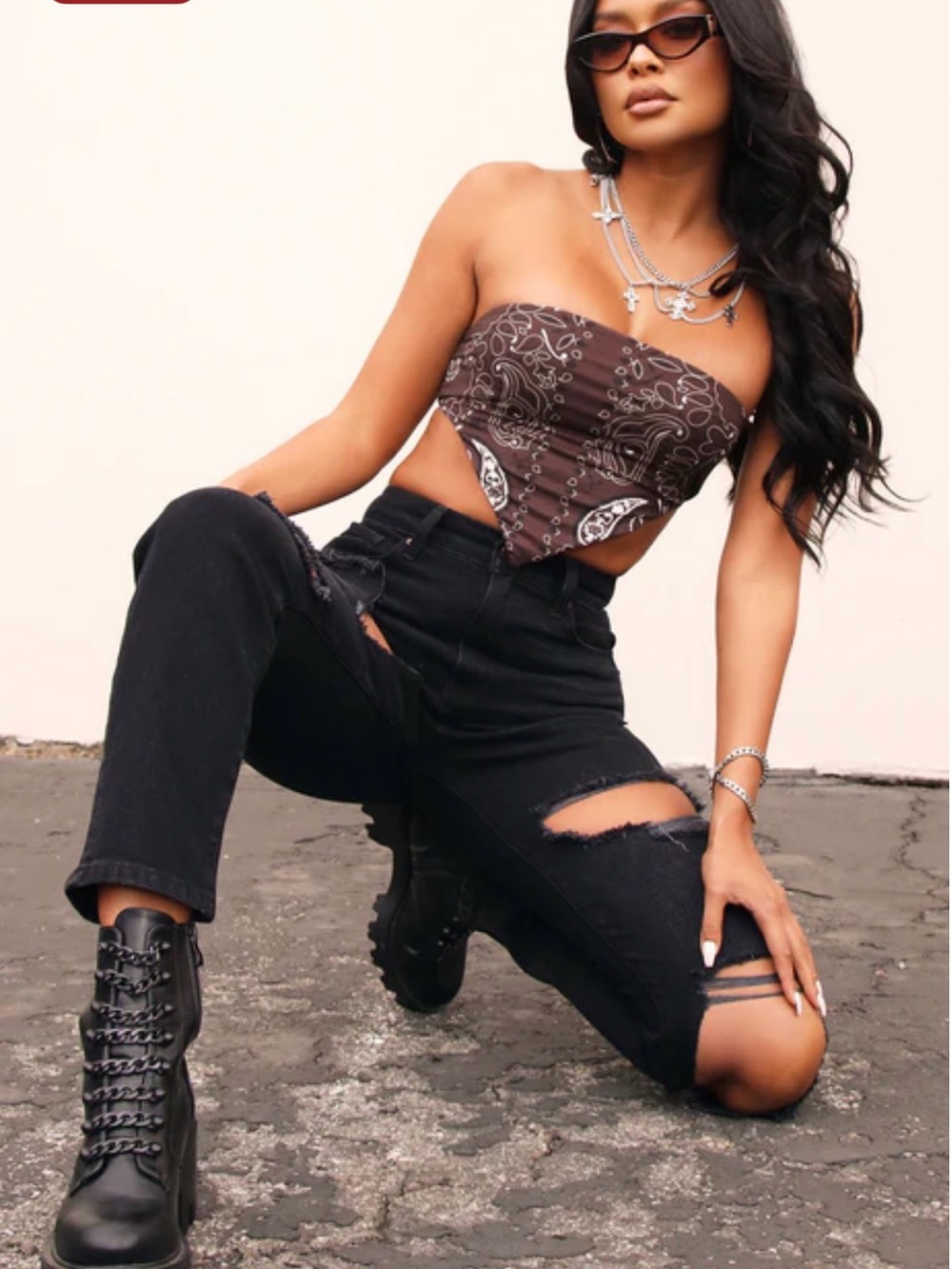 Fashion Nova Black Distressed Mom Jeans